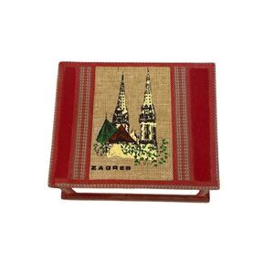 Zagreb Red Fabric Trinket Box "City of Croatia"